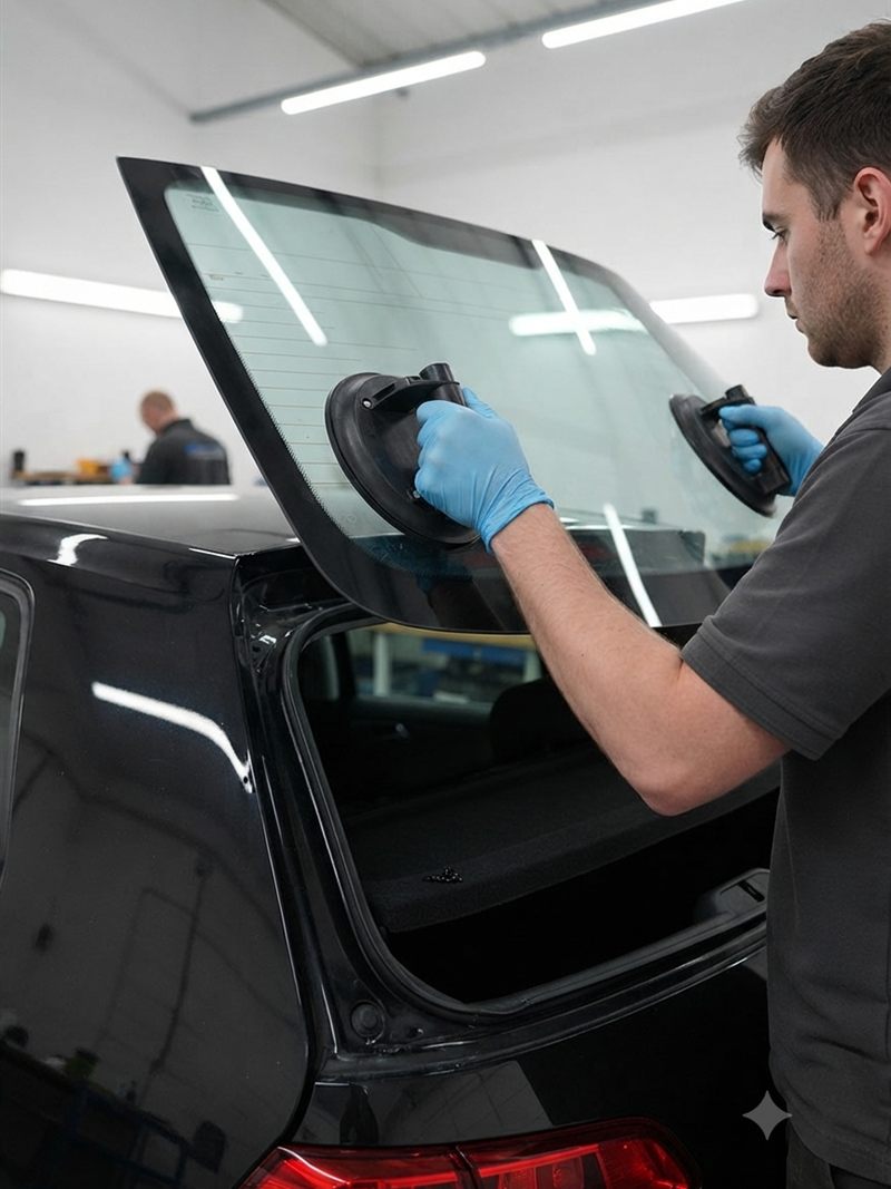 Back windscreen replacement on hatchback with defogger lines